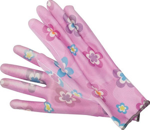 Vorel Garden Gloves Flowers Size 9, pink