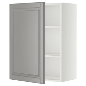 METOD Wall cabinet with shelves, white/Bodbyn grey, 60x80 cm