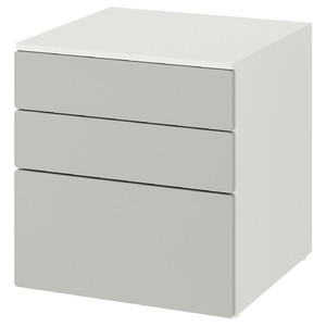SMÅSTAD / PLATSA Chest of 3 drawers, white, grey, 60x55x63 cm