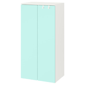 SMÅSTAD / PLATSA Wardrobe, white, pale turquoise, 60x40x123 cm