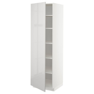 METOD High cabinet with shelves, white/Ringhult light grey, 60x60x200 cm