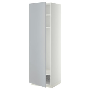 METOD High cabinet w shelves/wire basket, white/Veddinge grey, 60x60x200 cm