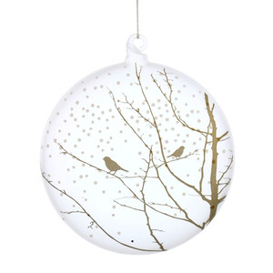 Glass Christmas Bauble 10cm, flat, assorted