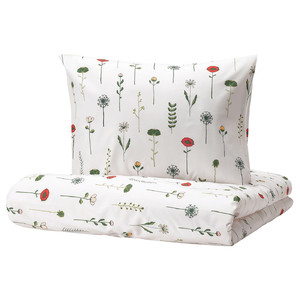 NATTSLÄNDA Duvet cover and pillowcase, floral pattern multicolour, 150x200/50x60 cm