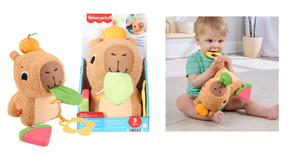 Fisher-Price Snuggly Snacky Capybara Plush Baby Sensory Toy HYR54 6m+