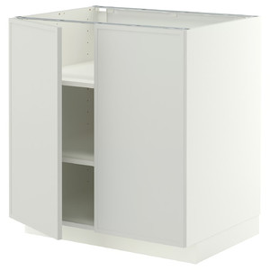 METOD Base cabinet with shelves/2 doors, white/Aspudden light grey, 80x60 cm