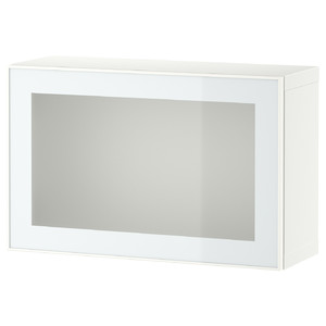 BESTÅ Wall-mounted cabinet combination, white Glassvik/white/light green frosted glass, 60x22x38 cm