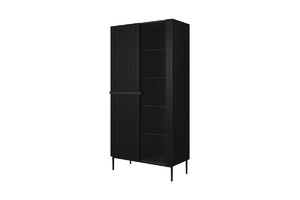 High Cabinet Display Cabinet Nicole, matt black, black legs