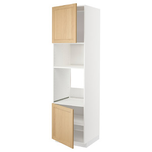 METOD Hi cb f oven/micro w 2 drs/shelves, white/Forsbacka oak, 60x60x220 cm