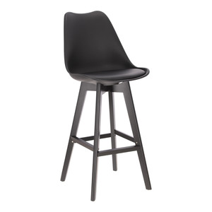 Bar Stool Norden, wood black high PP, black