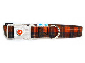Matteo Dog Collar LED Buckle 20mm, Tartan