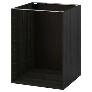 METOD Base cabinet frame, wood effect black, 60x60x80 cm
