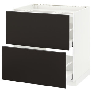 METOD / MAXIMERA Base cab f hob/2 fronts/2 drawers, white/Kungsbacka anthracite, 80x60 cm