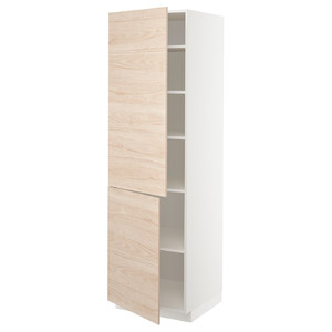 METOD High cabinet with shelves/2 doors, white/Askersund light ash effect, 60x60x200 cm
