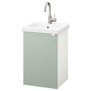 ENHET / TVÄLLEN Wash-basin cabinet with 1 door, white/pale grey-green Glypen tap, 44x43x65 cm