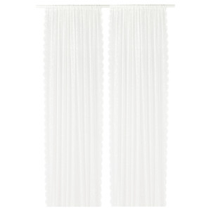 LILLYANA Sheer curtains, 1 pair, white, flower, 145x300 cm