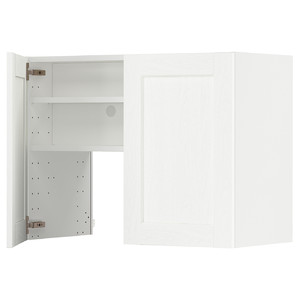 METOD Wall cb f extr hood w shlf/door, white Enköping/white wood effect, 80x60 cm