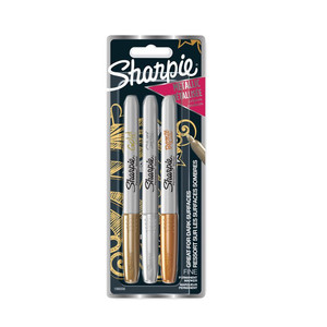 Sharpie Metallic Markers Set Gold, Silver, Brown 3pcs