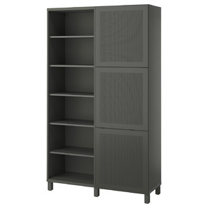 BESTÅ Storage combination with doors, dark grey/Mörtviken dark grey, 120x42x202 cm
