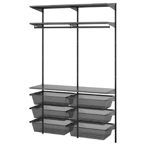 BOAXEL Wardrobe combination, anthracite, 125x40x201 cm
