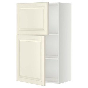 METOD Wall cabinet with shelves/2 doors, white/Bodbyn off-white, 60x100 cm