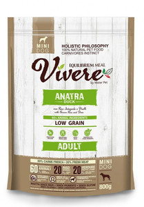 Vivere Dog Dry Food Low Grain Gluten-Free Mini Adult Duck 800g