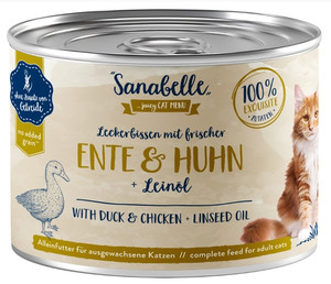 Sanabelle Adult Cat Food Duck & Chicken + Linseed Oil 195g