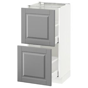 METOD / MAXIMERA Base cabinet with 2 drawers, white, Bodbyn grey, 40x37 cm