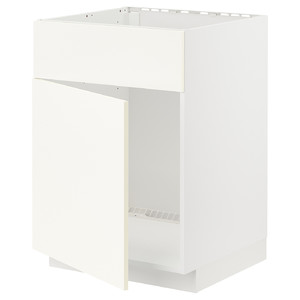 METOD Base cabinet f sink w door/front, white/Vallstena white, 60x60 cm