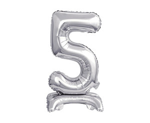 Foil Balloon Number 5 Standing, silver, 38cm