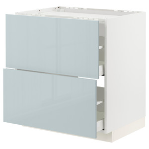 METOD / MAXIMERA Base cab f hob/2 fronts/2 drawers, white/Kallarp light grey-blue, 80x60 cm