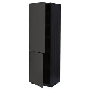 METOD High cabinet with shelves/2 doors, black/Nickebo matt anthracite, 60x60x200 cm