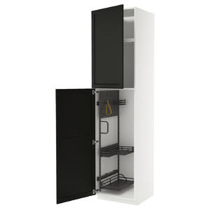 METOD High cabinet with cleaning interior, white/Lerhyttan black stained, 60x60x240 cm
