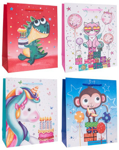 Gift Bag Kiddie Designs, 36x54x35, wide bottom, 12pcs, assorted patterns
