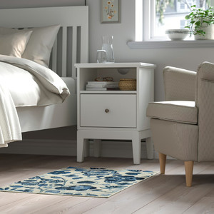 KANTLINJE Rug, low pile, beige blue/floral pattern, 60x90 cm