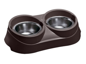 Dog Bowl Double Stand Duo Feed 05 KC 56, dark brown