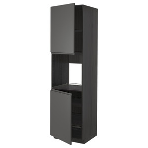 METOD High cab f oven w 2 doors/shelves, black/Voxtorp dark grey, 60x60x220 cm