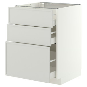 METOD/MAXIMERA Base cabinet with 3 drawers, white/Aspudden light grey, 60x60 cm