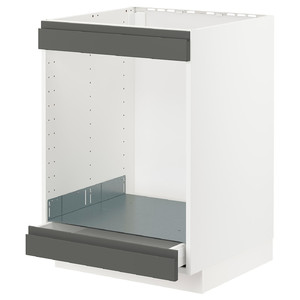 METOD / MAXIMERA Base cab for hob+oven w drawer, white/Voxtorp dark grey, 60x60 cm