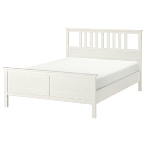 HEMNES Bed frame, white stain, Luröy, 140x200 cm