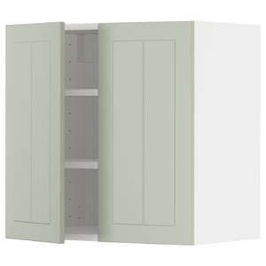 METOD Wall cabinet with shelves/2 doors, white/Stensund light green, 60x60 cm