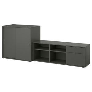 VIHALS TV/storage combination, dark grey, 242x37x90 cm