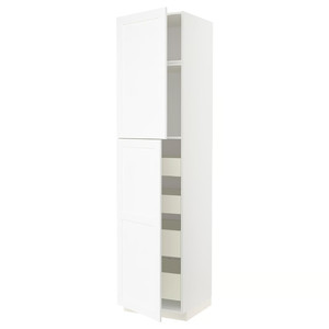 METOD / MAXIMERA Hi cab w 2 doors/4 drawers, white Enköping/white wood effect, 60x60x240 cm