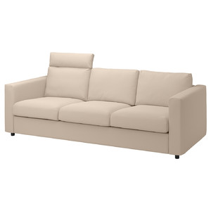 VIMLE 3-seat sofa, with headrest, Hallarp beige