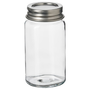 GULDFISK Spice jar, clear glass/stainless steel, 6 cl