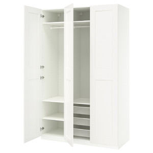 PAX / GRIMO Wardrobe combination, white/white, 150x60x236 cm