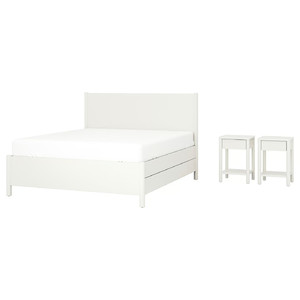 TONSTAD Bedroom furniture, set of 3, incl bed storage/off-white, 140x200 cm