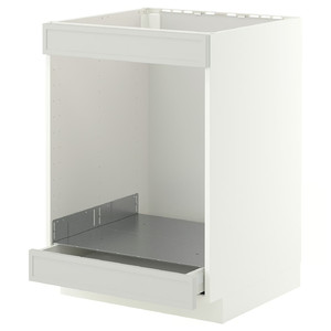 METOD/MAXIMERA Base cab for hob+oven w drawer, white/Aspudden light grey, 60x60 cm