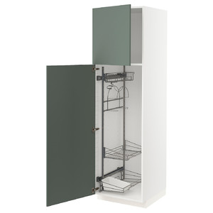 METOD High cabinet with cleaning interior, white/Bodarp grey-green, 60x60x200 cm