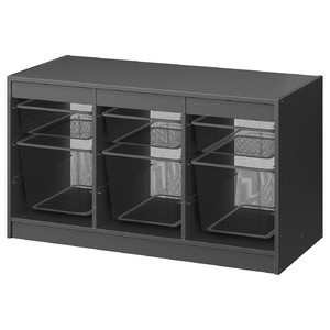 TROFAST Storage combination with boxes, grey/dark grey, 99x44x56 cm